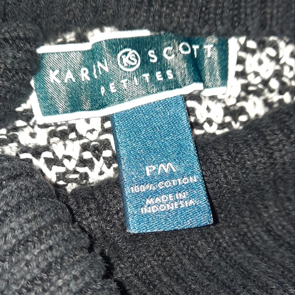 Karen Scott Black and White Knit Sweater - Picture 10 of 10